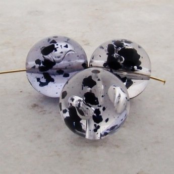 CRYSTAL & JET INK 18MM SMOOTH ROUND BEADS - Lot of 12 CRYSTAL & JET INK 18MM SMOOTH ROUND BEADS - Lot of 12