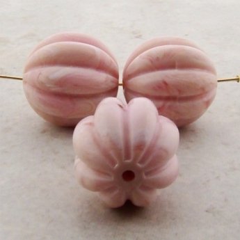 PINK MARBLE 18MM ROUND MELON BEADS - Lot of 12 PINK MARBLE 18MM ROUND MELON BEADS - Lot of 12