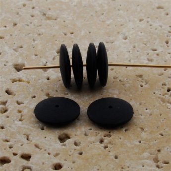 BLACK MATTE 14X3MM ROUND SPACER BEADS - Lot of 12 BLACK MATTE 14X3MM ROUND SPACER BEADS - Lot of 12