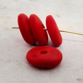 MATT RED 18MM BAROQUE DISC SPACER BEADS - Lot of 12 MATT RED 18MM BAROQUE DISC SPACER BEADS - Lot of 12