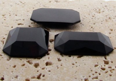 Jet Opaque Faceted - 40x30mm. Octagon Cabochons - Lots of 12 Jet Opaque Faceted - 40x30mm. Octagon Cabochons - Lots of 12