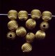 BRASS CORRUGATED 8MM ROUND BEADS - Lot of 12