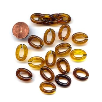 Tortoise Brown Links - 19x14 Oval Interlocking Links - Lot of 12 Tortoise Brown Links - 19x14 Oval Interlocking Links - Lot of 12